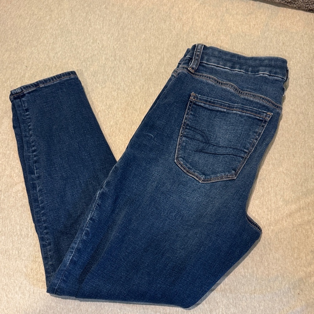 American Eagle Outfitters Dark Blue Skinny Jeans 10 Short